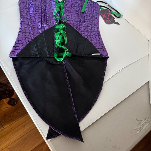 DC Comics The Joker Lace up Halter Top Medium Purple Green Corset Costume Cospla - Picture 16 of 16
